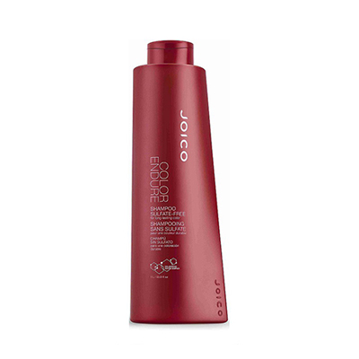 A red bottle of joico hair care products.