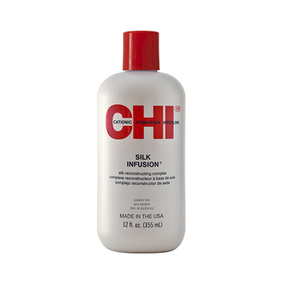 A bottle of chi silk infusion conditioner.
